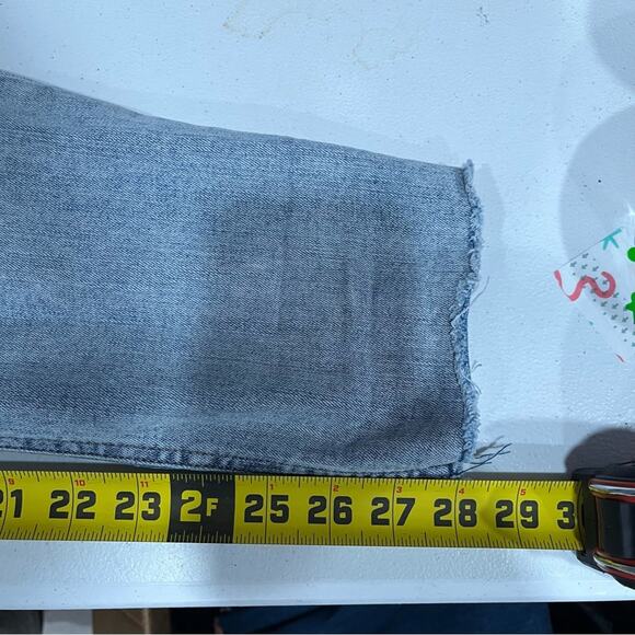 Seven7 High Rise Slim Straight Jeans Light Wash Raw Hem Womens Size 16 - Picture 9 of 9